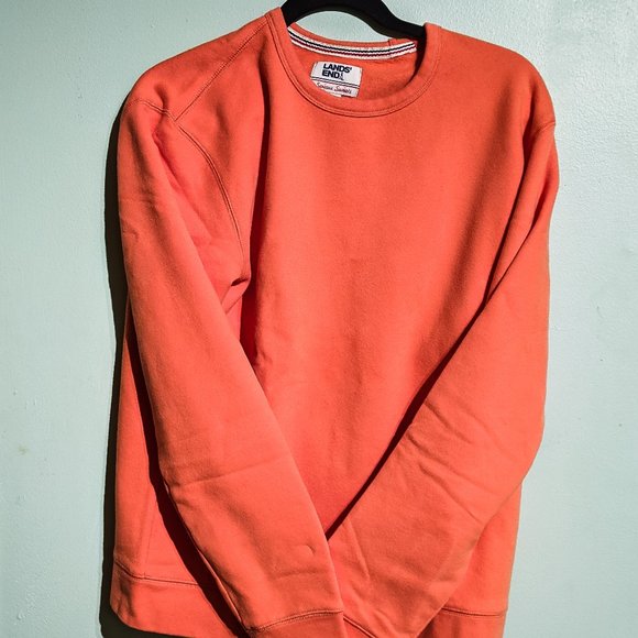 Lands End serious sweats fleece, flamingo orange, men's size medium - Picture 3 of 9